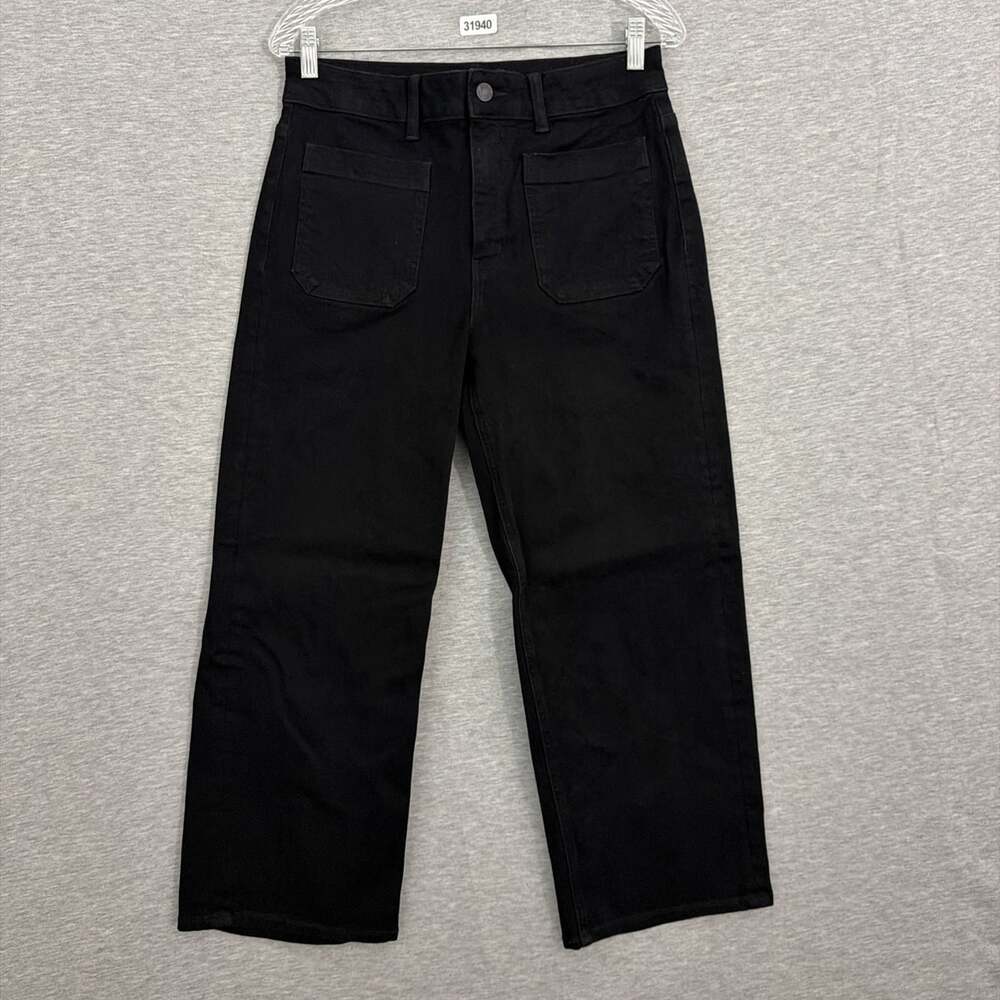 Quince Women's 29 Black Bella Stretch Patch Pocket Wide Leg Jeans